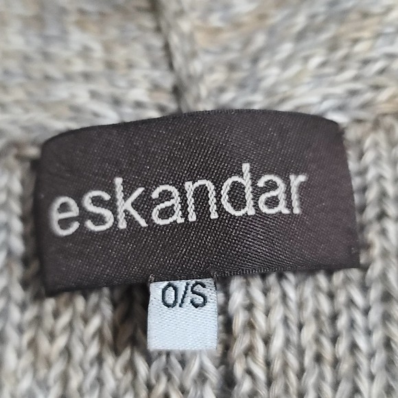 Eskandar Sweater Cardigan Sleeveless Brown Gray Linen O/S Lagenlook Art to Wear - Picture 2 of 11